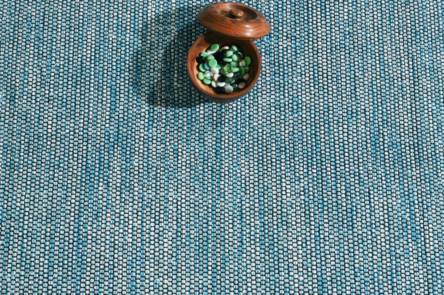 Alfombra de Algodón Turquesa con Borde Negro