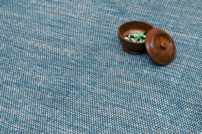 Alfombra de Algodón Turquesa con Borde Negro