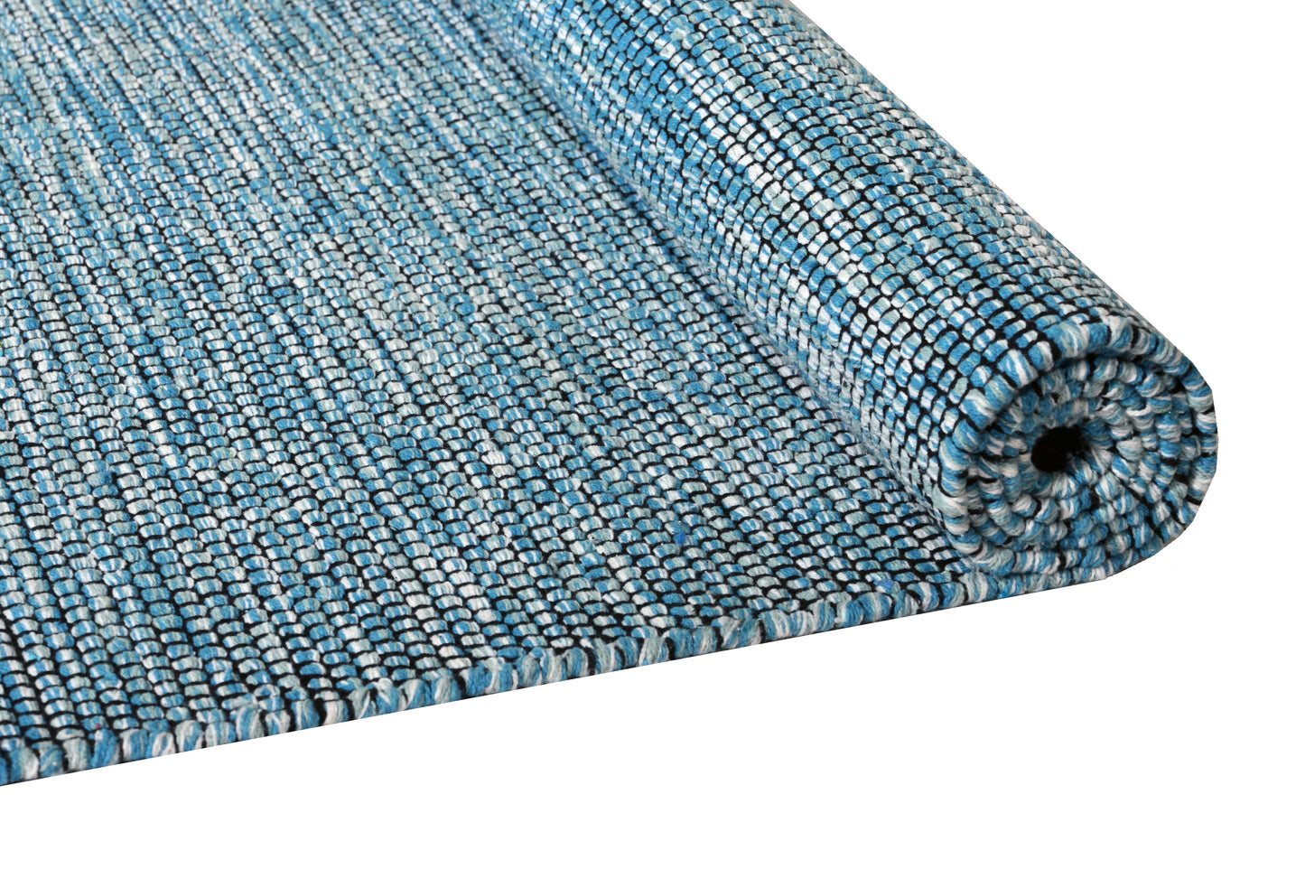 Alfombra de Algodón Turquesa con Borde Negro