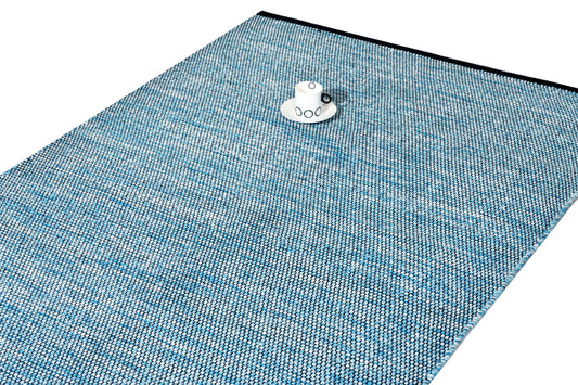 Alfombra de Algodón Turquesa con Borde Negro