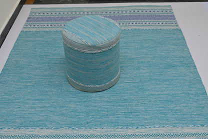 Puf Kilim de algodón tejido a mano – Charm turquesa