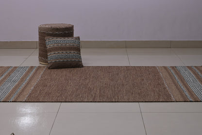 Puf Kilim de algodón tejido a mano – Marrón y tostado