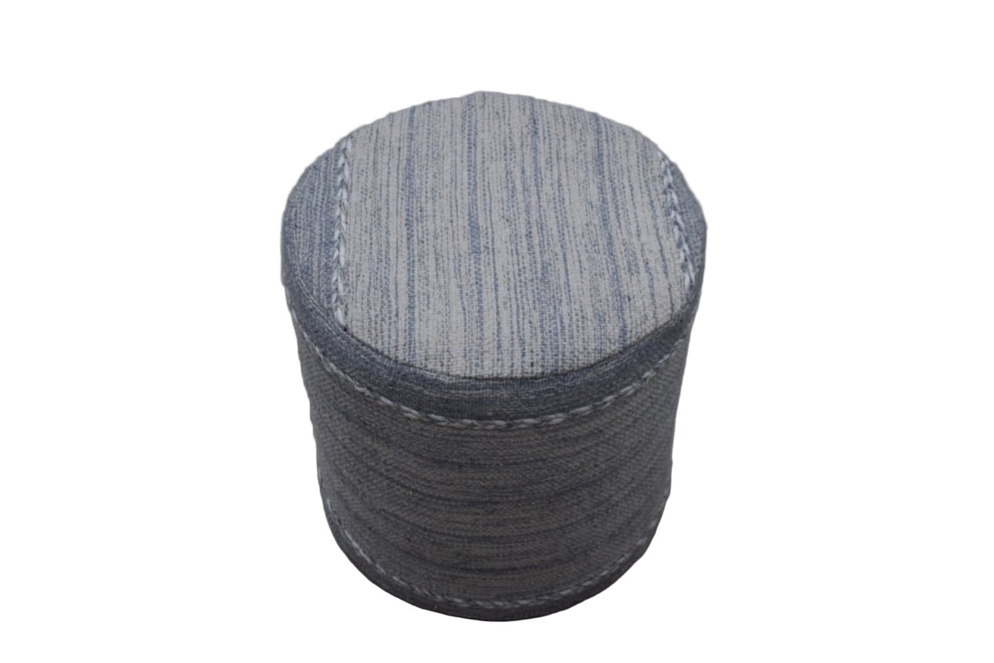 Puf Kilim de algodón tejido a mano – Gris claro