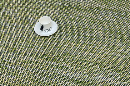 Alfombra de Algodón Verde con Flecos Negros