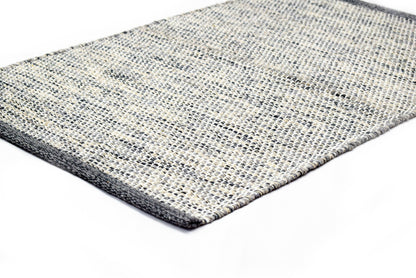 Alfombra de Algodón Plateada con Borde Carbón