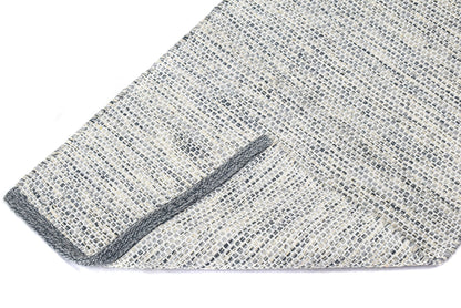 Alfombra de Algodón Plateada con Borde Carbón