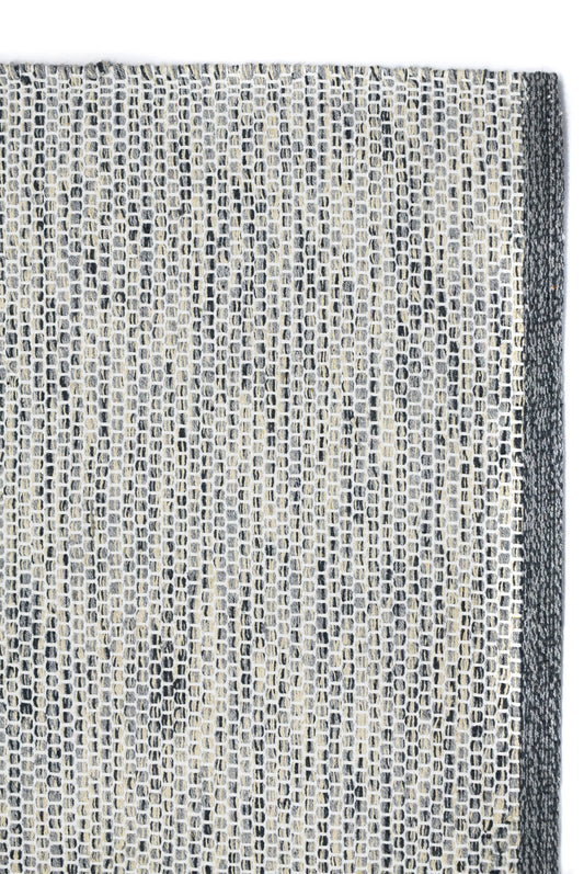 Alfombra de Algodón Plateada con Borde Carbón