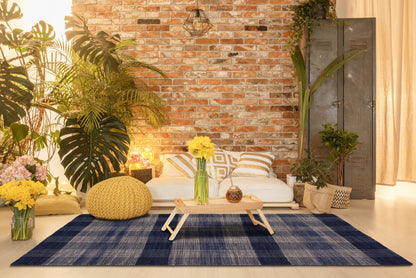 Alfombra de Algodón a Cuadros – Tejido con Borde