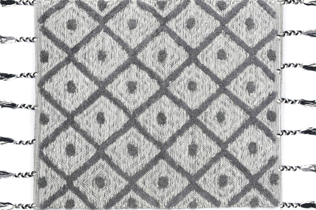 Alfombra de Algodón Shaggy – Patrón de Diamante con Flecos