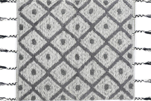 Alfombra de Algodón Shaggy – Patrón de Diamante con Flecos