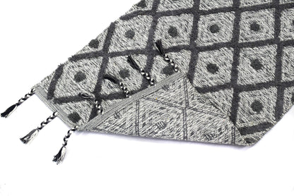 Alfombra de Algodón Shaggy – Patrón de Diamante con Flecos