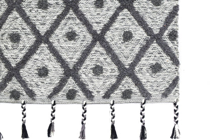 Alfombra de Algodón Shaggy – Patrón de Diamante con Flecos