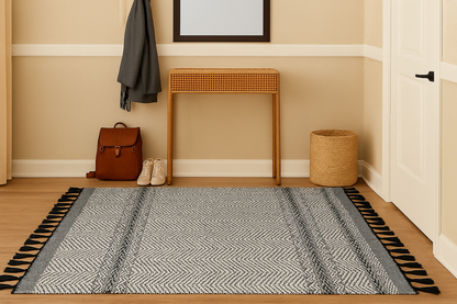 Alfombra Dhurrie de Algodón – Con Borde y Flecos