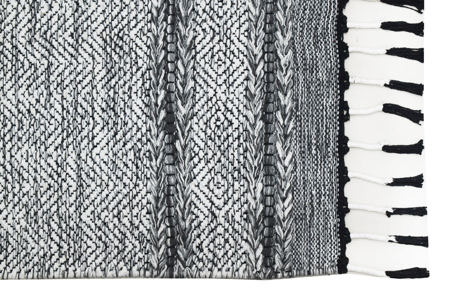 Alfombra Dhurrie de Algodón – Con Borde y Flecos