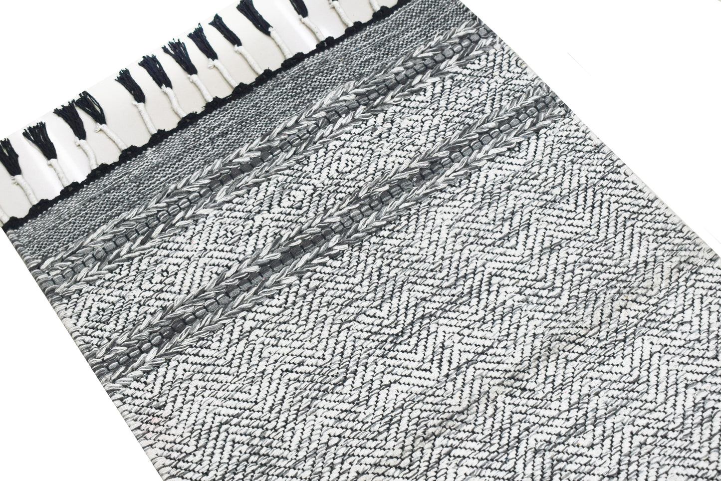 Alfombra Dhurrie de Algodón – Con Borde y Flecos