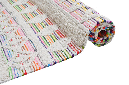 Alfombra de Algodón con Patrón de Diamante – Borde y Flecos