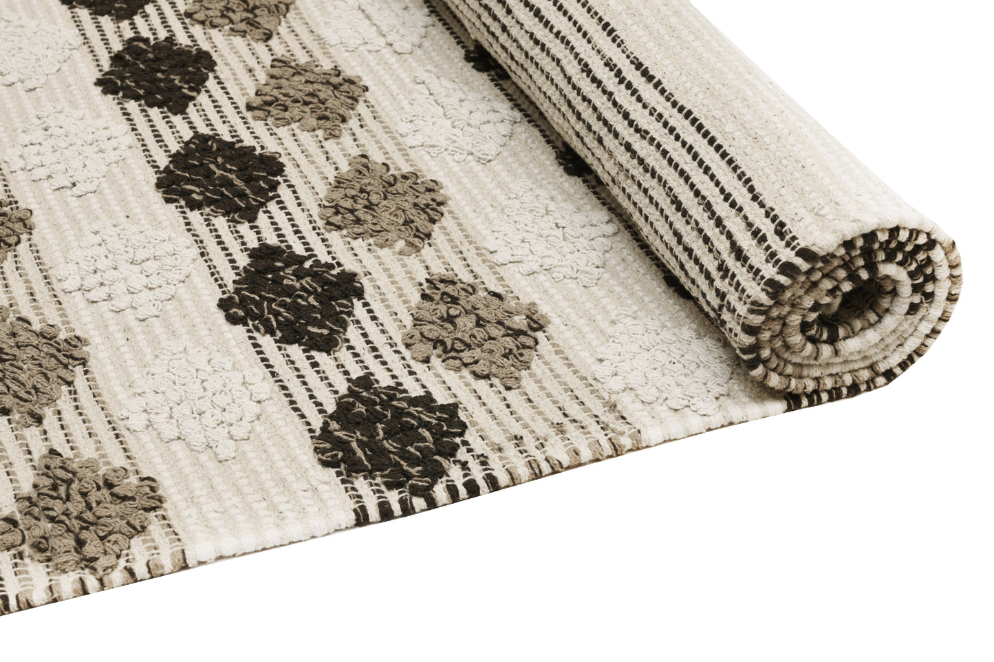 Alfombra de Algodón con Patrón de Diamante – Borde y Flecos