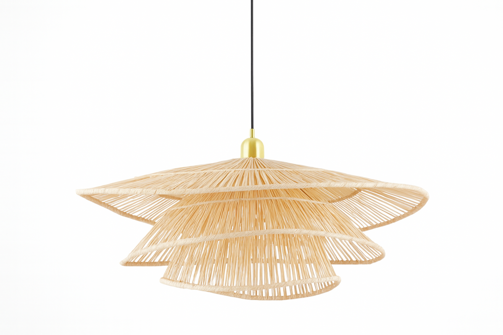Lámpara colgante de ratán en capas