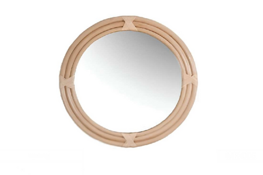 Espejo de pared redondo de ratán envuelto