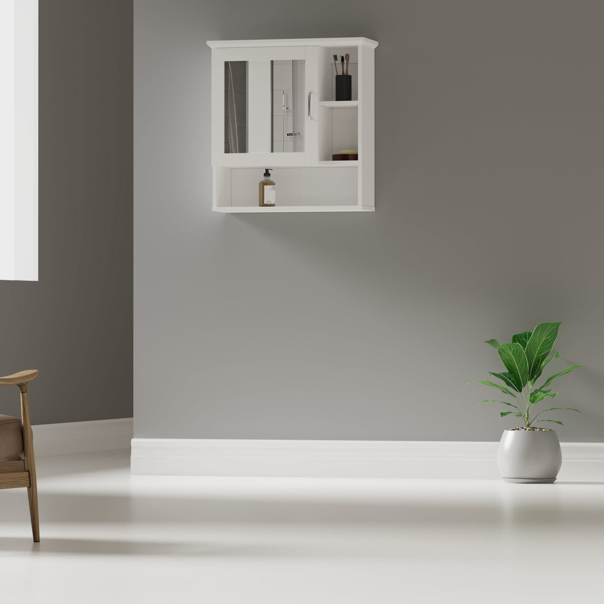 Gabinete de Medicina para Baño MYSRTA0522091 Blanco Solar - vista lateral en ambiente