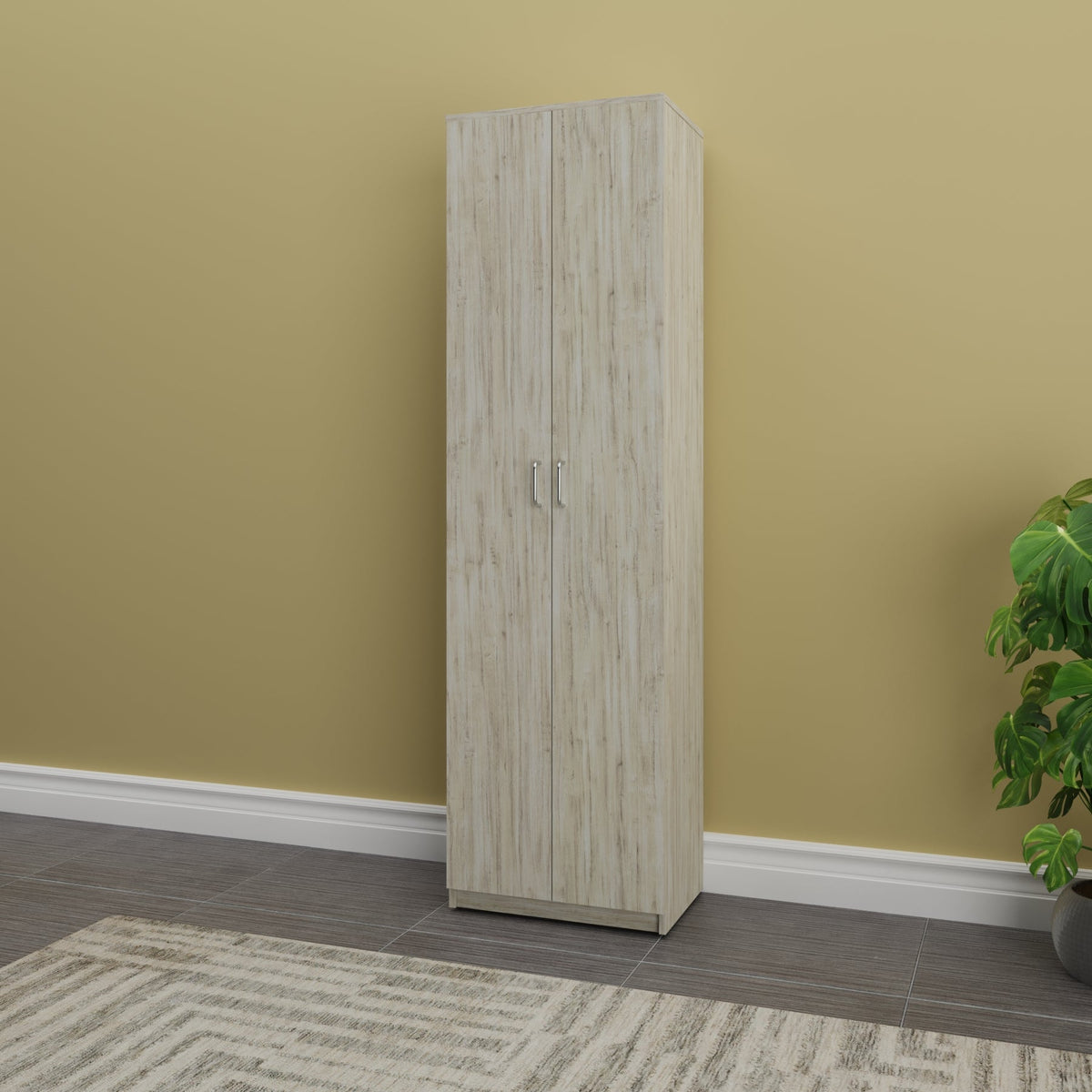 Gabinete de Doble Puerta MYSRTA1014626 Pino Stobus - vista lateral en ambiente con puertas cerradas