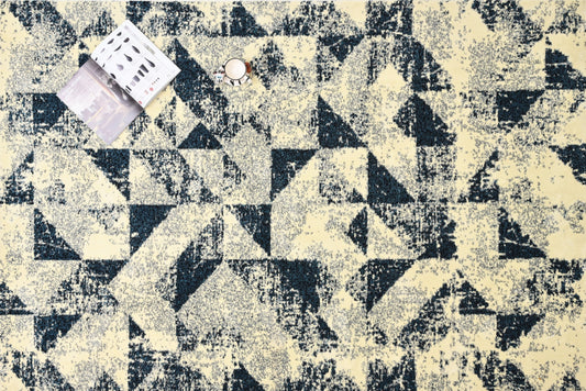 Alfombra Moderna Geométrica – Crema y Negro