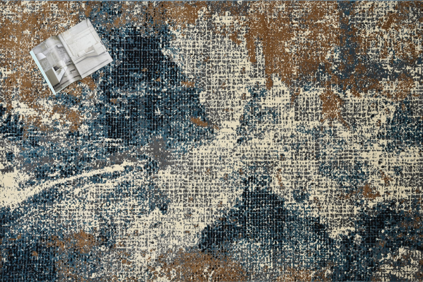 Alfombra Moderna Abstracta – Azul y Beige