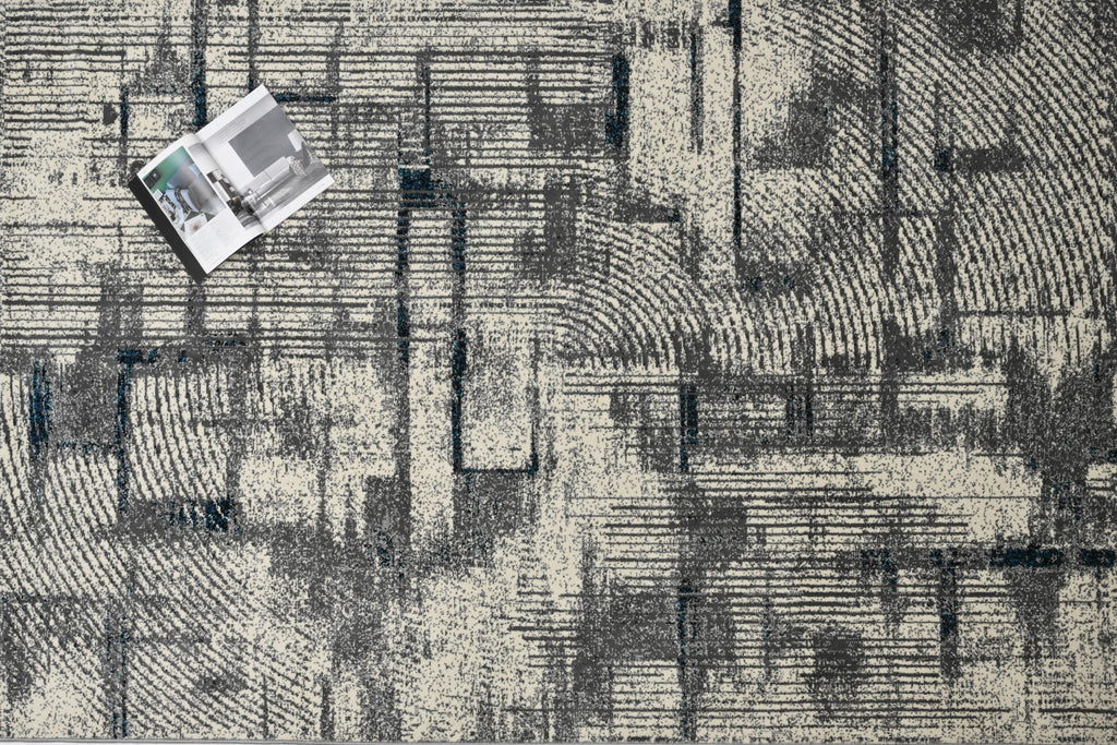 Alfombra Moderna con Textura – Gris y Crema