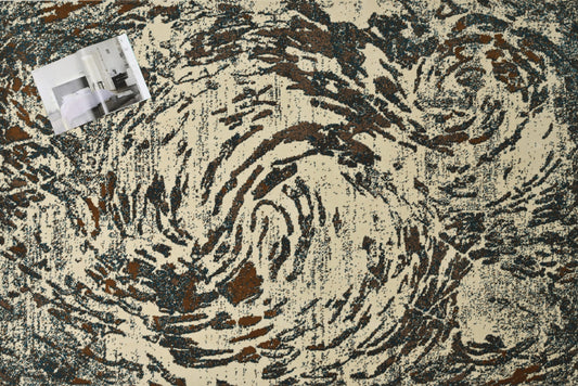 Alfombra Moderna con Diseño de Ondas – Negro y Beige