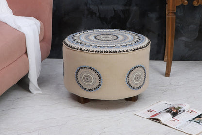 Taburete con cojín de piso y set de almohadas