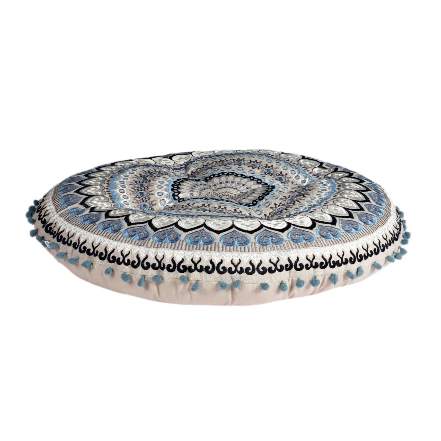 Taburete con cojín de piso y set de almohadas