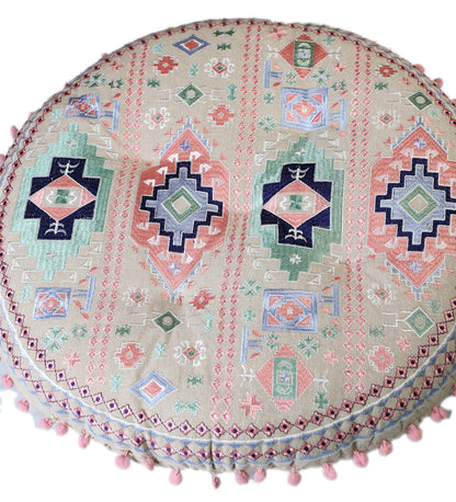 Taburete con cojín de piso y set de almohadas