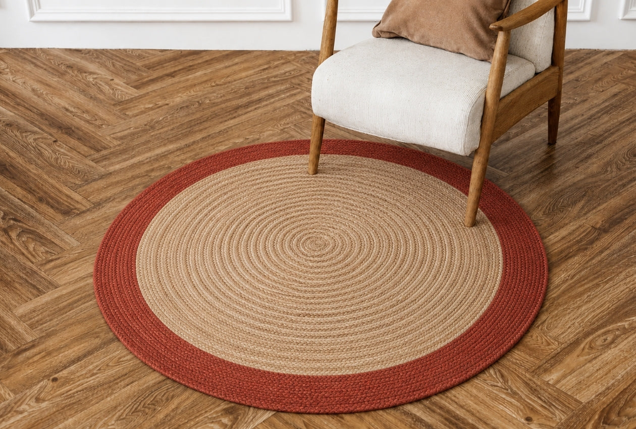 Alfombra Redonda de Yute Trenzado – Con Borde