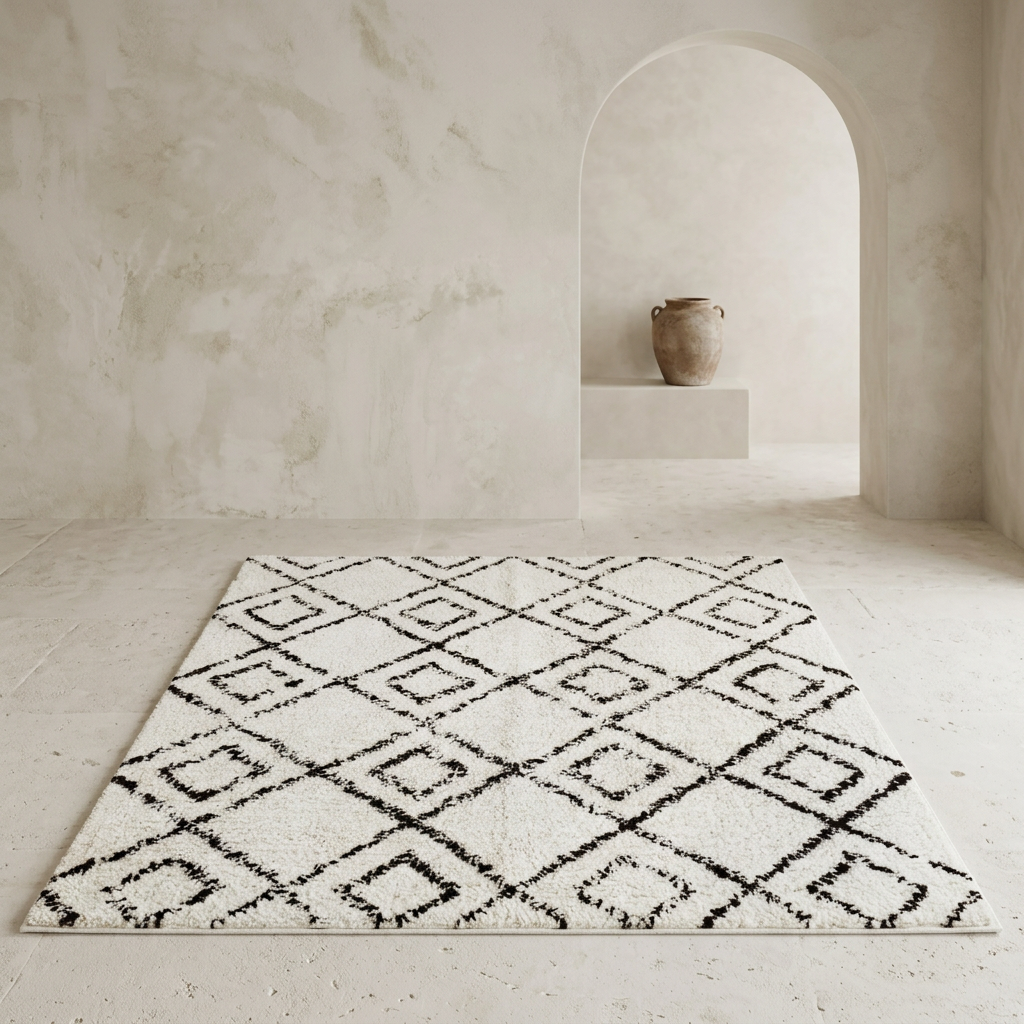 Alfombra IC8703 en una galería mediterránea