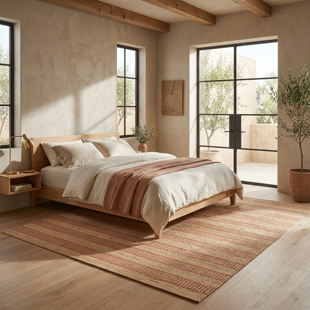 Sarkanda Striped Rug, Spray-Finished Edge, IC15112 Orange