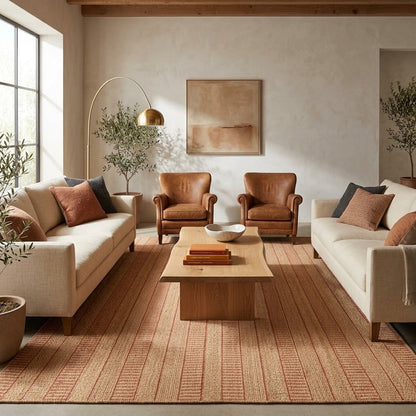 Sarkanda Striped Rug, Spray-Finished Edge, IC15112 Orange