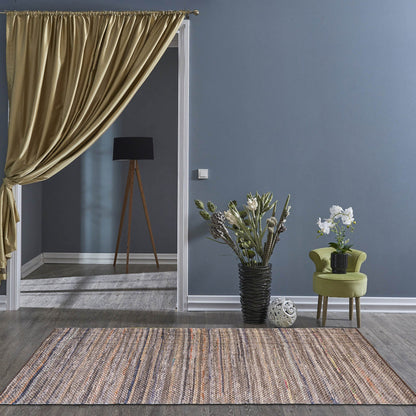Alfombra IC14017 con borde en tonos marrones y beige