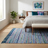 IC14121 Printed Chindi Rug with Blue Border