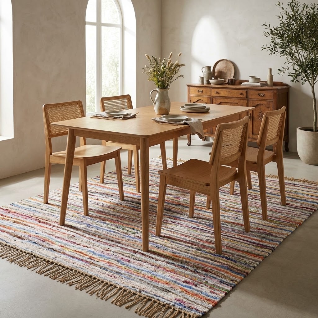 Alfombra Chindi Estampada con Borde IC16438 Taupe