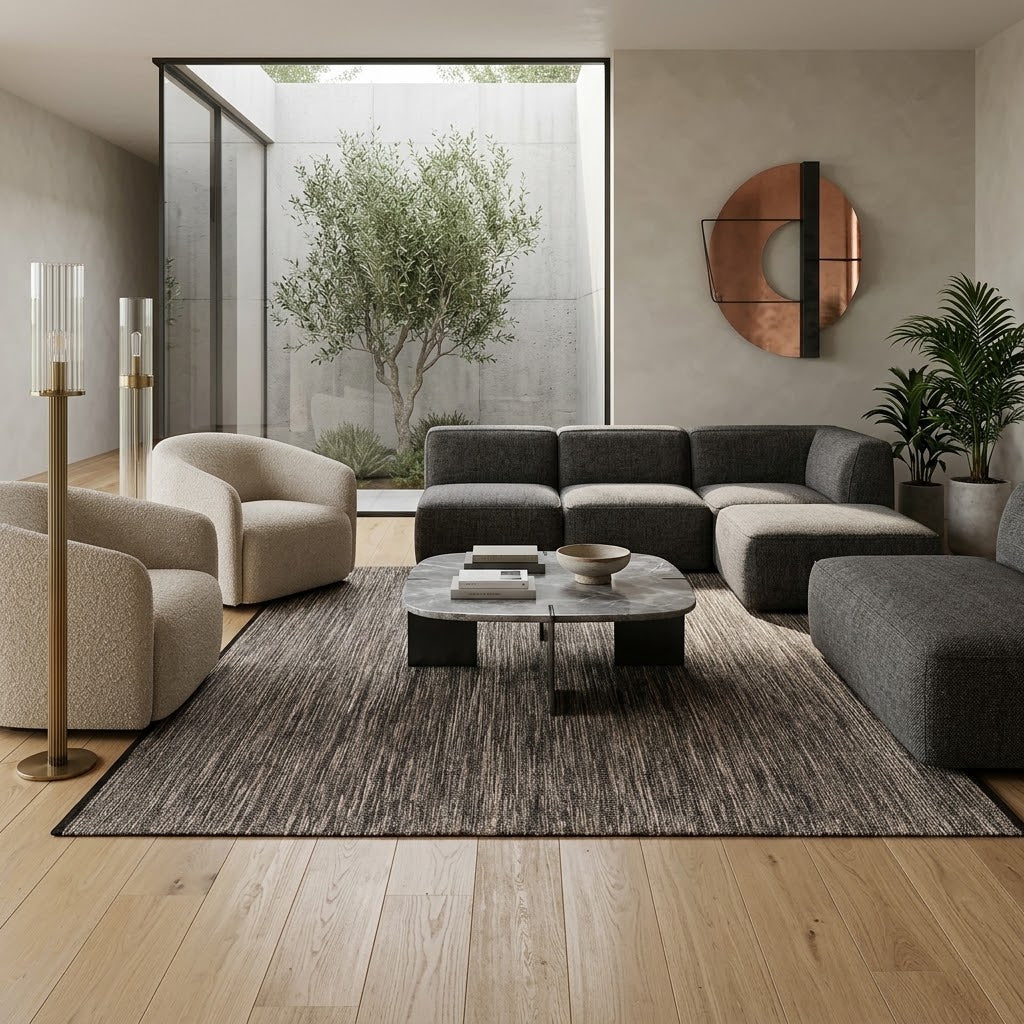 Solid Chindi Rug with Border IC14467 Brown/Beige