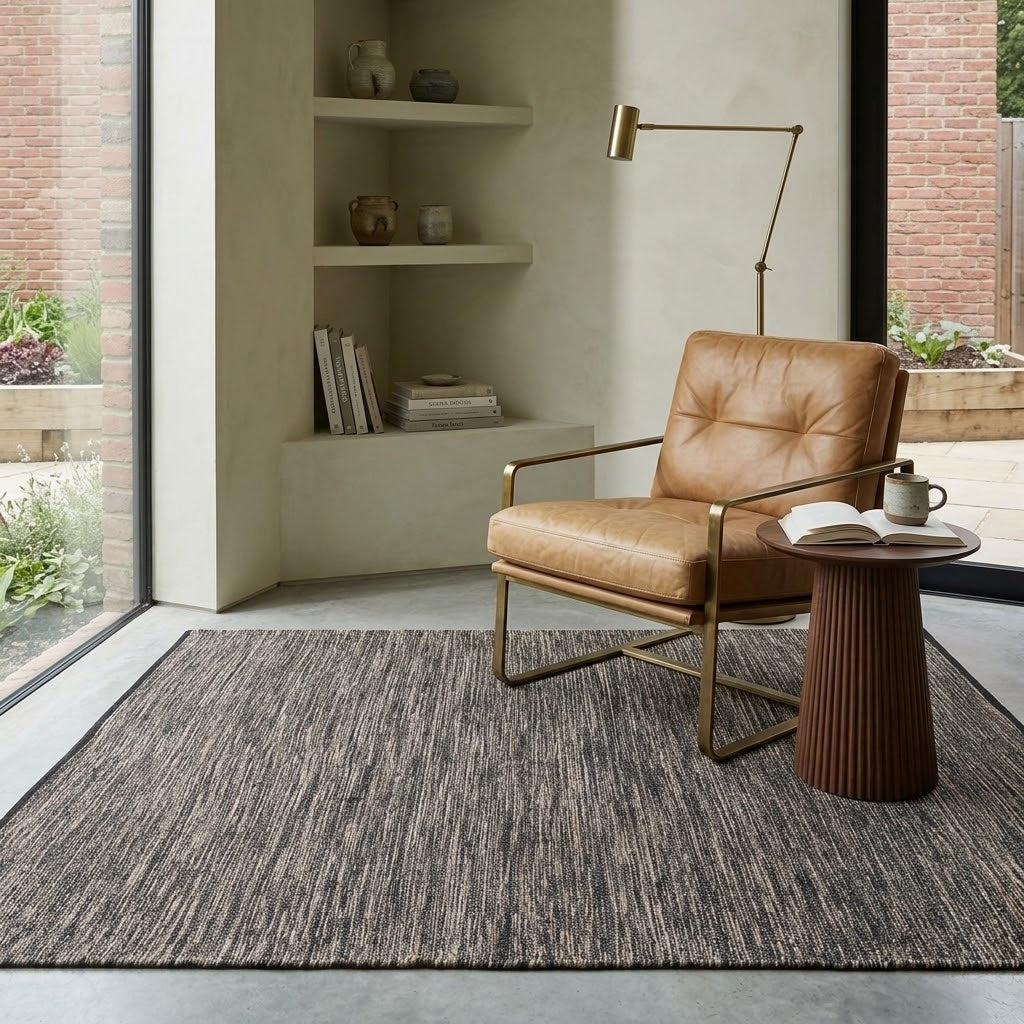 Solid Chindi Rug with Border IC14467 Brown/Beige