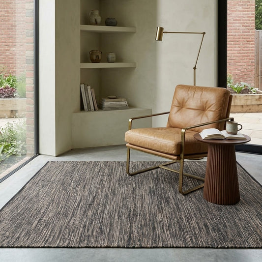 Alfombra Chindi Lisa con Borde IC14467 Marrones/Beige