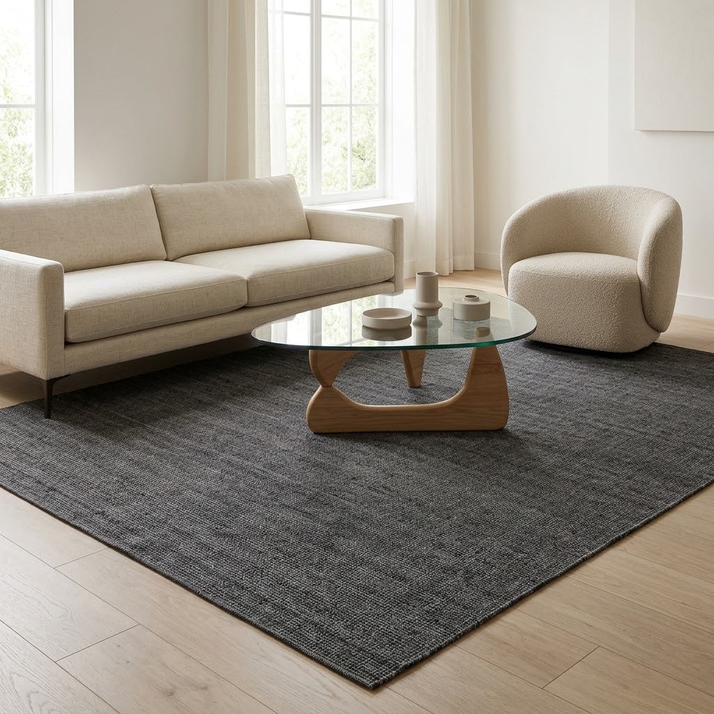 Cotton Rug with Charcoal Border IC15652 Black/White