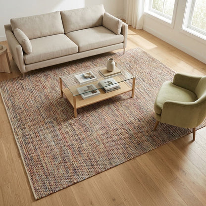 Cotton Rug with Orange Border IC15672 Multicolor