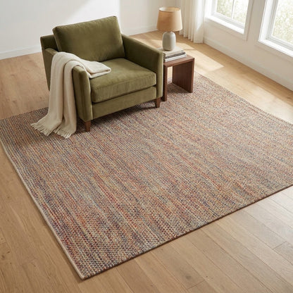 Cotton Rug with Orange Border IC15672 Multicolor