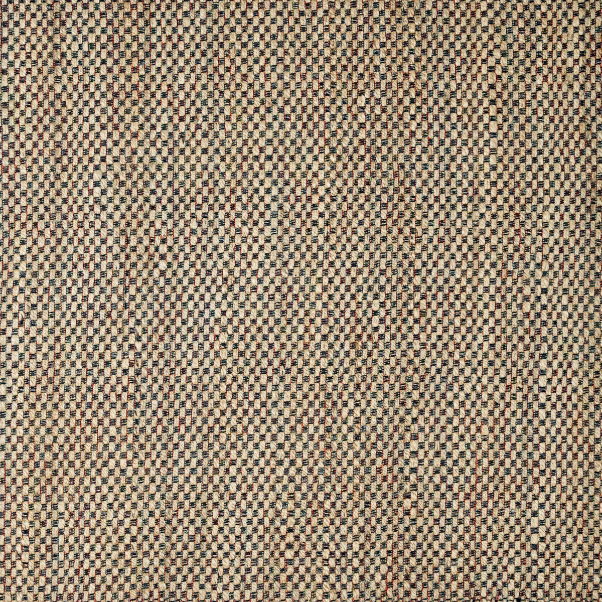 Jute and Cotton Checked Rug with Finished Edge IC14529 Multicolor