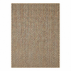 Alfombra de yute y algodón a cuadros IC14529 multicolor, vista frontal en fondo blanco
