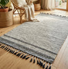 Alfombra Dhurrie de Algodón Con Borde y Flecos IC17485 Grises/Plateado