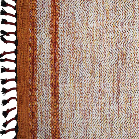 Alfombra Dhurrie de Algodón Con Borde y Flecos IC17717 Naranja