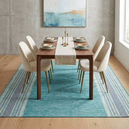 Alfombra Kilim de Algodón Borde Acabado IC14488 Azul